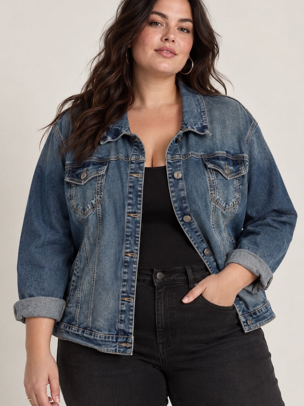 Torrid Women's Denim Jacket Stretch Trucker Plus Size 6 Blue Casual Classic Fall